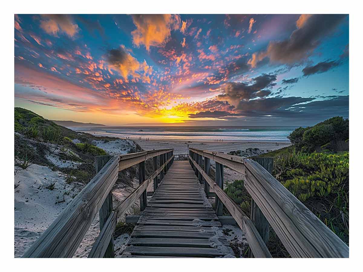 Walkway To Beach Canvas Painting Art Print-0